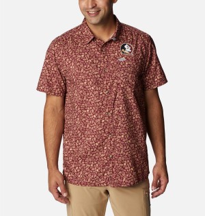 Red Men's Columbia Collegiate PFG Super Slack Tide - Florida State Shirt | LIDCG-6143