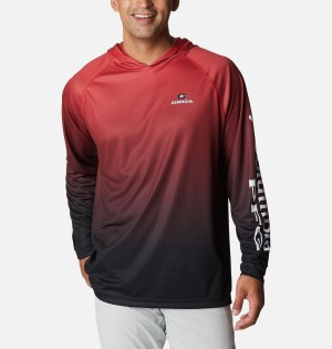 Red Men's Columbia Collegiate PFG Super Terminal Tackle - Georgia Hoodie | AKMIX-6029