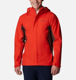 Red Men's Columbia Discovery Point Shell Rain Jacket | WRJQM-3074