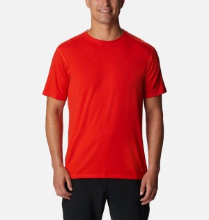 Red Men's Columbia Endless Trail Running Tech T-Shirt | DWCVX-2638