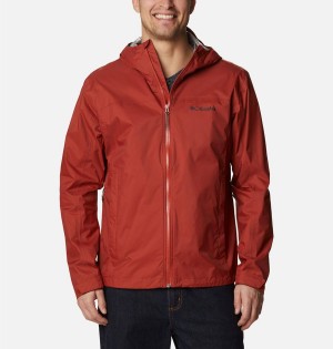 Red Men's Columbia EvaPOURation Rain Jacket | JDAUS-6419