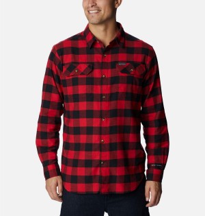 Red Men's Columbia Flare Gun Stretch Flannel Shirt | EHXFA-2635