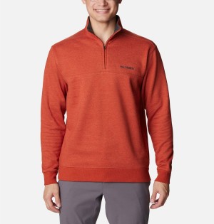 Red Men's Columbia Hart Mountain II Half Zip Sweatshirt | SCIUE-1673