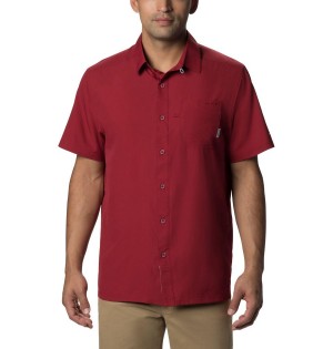 Red Men's Columbia PFG Slack Tide Camp Shirt | DVOQH-3206