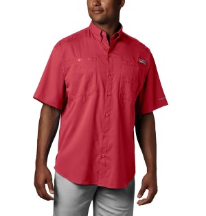 Red Men's Columbia PFG Tamiami II Short Sleeve Shirt | ETCNA-9704