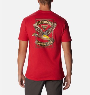 Red Men's Columbia PHG Horchata T-Shirt | VGWZX-2839