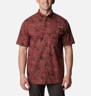 Red Men's Columbia PHG Super Sharptail Short Sleeve Shirt | SEBNV-1870