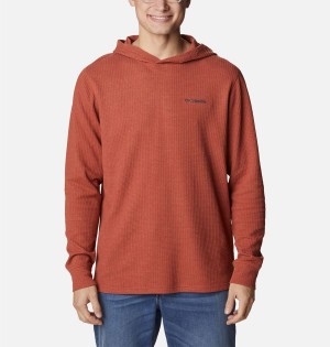 Red Men's Columbia Pine Peak Waffle Hoodie | RFLVI-3498