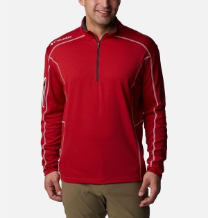 Red Men's Columbia Shotgun Quarter Zip Golf Pullover | SVDQU-9542