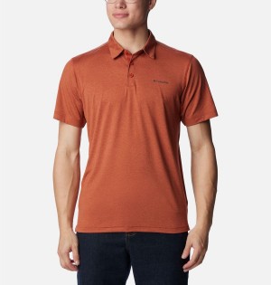 Red Men's Columbia Tech Trail Polo Shirt | KSOXU-6573