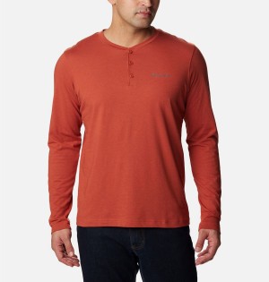 Red Men's Columbia Thistletown Hills Henley T-Shirt | ZIGNU-8376