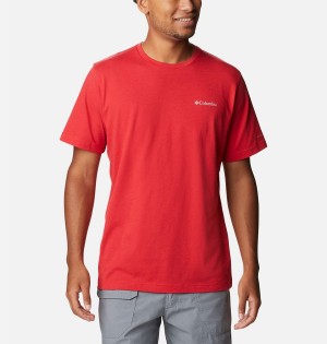 Red Men's Columbia Thistletown Hills Short Sleeve T-Shirt | CKNBL-0631