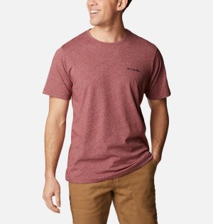 Red Men's Columbia Thistletown Hills Short Sleeve T-Shirt | XGDCB-4732