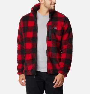 Red Men's Columbia Winter Pass Printed Fleece Jacket | CRAOE-7684