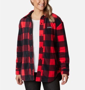 Red Women's Columbia Benton Springs Shirt Fleece Jacket | GVHUI-4097