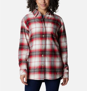 Red Women's Columbia Holly Hideaway Flannel Shirt | IVDOZ-7612