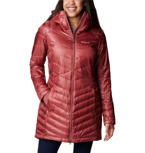 Red Women's Columbia Joy Peak Mid Insulated Hooded Puffer Jacket | MIZOF-8239