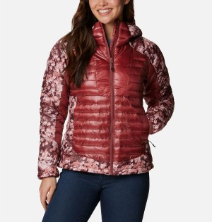 Red Women's Columbia Labyrinth Loop Insulated Hooded Puffer Jacket | VPZJO-1692