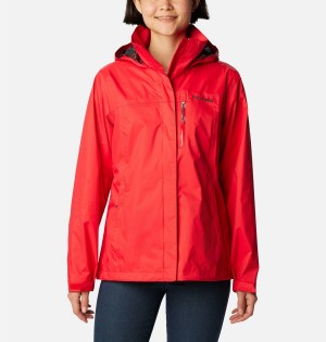 Red Women's Columbia Pouration Rain Jacket | GILEW-7901