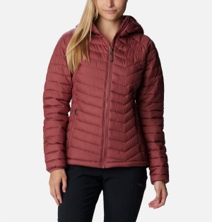 Red Women's Columbia Powder Lite Hooded Puffer Jacket | LFBGY-2489