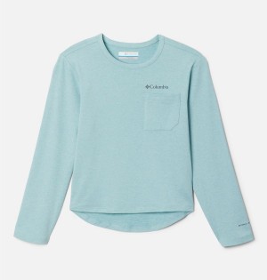 Turquoise Kids' Columbia Tech Trail Long Sleeve T-Shirt | RYUDJ-0751