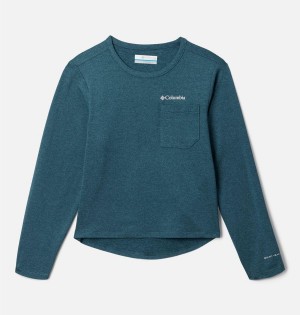 Turquoise Kids' Columbia Tech Trail Long Sleeve T-Shirt | BHXQR-6304