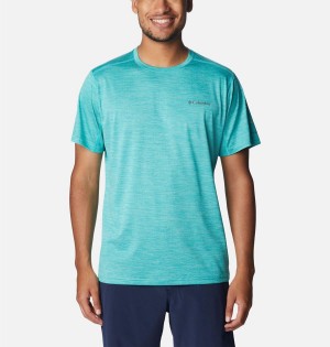 Turquoise Men's Columbia Alpine Chill Zero Short Sleeve Crew T-Shirt | RYAPM-7496