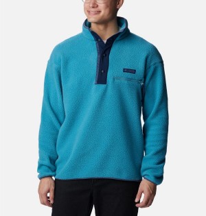 Turquoise Men's Columbia Helvetia Half Snap Fleece Pullover | GMWCH-1987