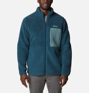 Turquoise Men's Columbia Mountainside Heavyweight Sherpa Fleece Jacket | IBDKP-8216