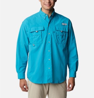 Turquoise Men's Columbia PFG Bahama II Long Sleeve Shirt | EACSD-6759