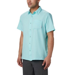 Turquoise Men's Columbia PFG Slack Tide Camp Shirt | NBDQW-9164