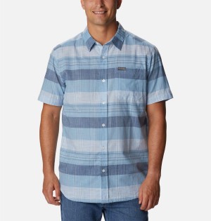 Turquoise Men's Columbia Rapid Rivers Novelty Short Sleeve Shirt | WJLCV-3924