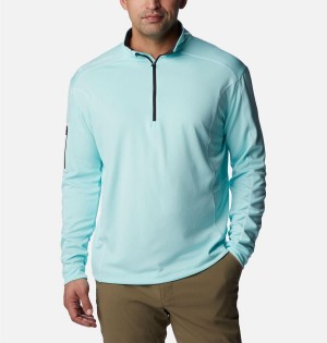 Turquoise Men's Columbia Shotgun Quarter Zip Golf Pullover | GBSQU-2679