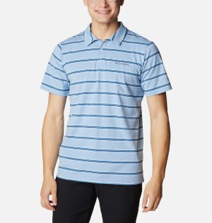 Turquoise Men's Columbia Sun Trek Polo Shirt | CVTAL-9375