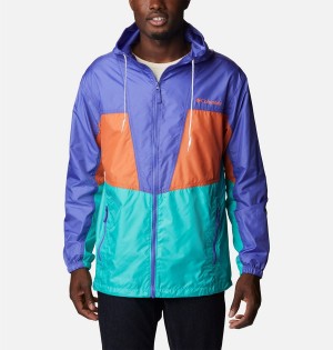 Turquoise Men's Columbia Trail Traveler Windbreaker | FNXRC-9624