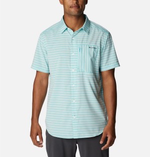 Turquoise Men's Columbia Twisted Creek III Short Sleeve Shirt | ROEXH-9132