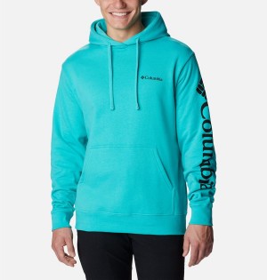 Turquoise Men's Columbia Viewmont II Sleeve Graphic Hoodie | GHXKR-4673