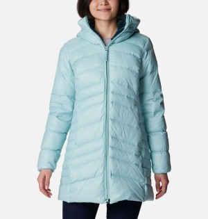 Turquoise Women's Columbia Autumn Park Hooded Mid Puffer Jacket | IGHBZ-9214