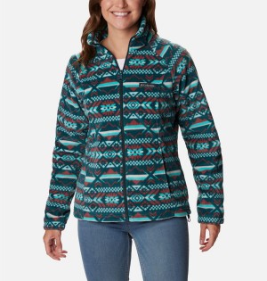 Turquoise Women's Columbia Benton Springs Printed Full Zip Fleece Jacket | LAKNV-6839