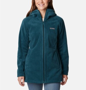 Turquoise Women's Columbia Benton Springs II Long Hoodie Fleece Jacket | DQPHL-6190