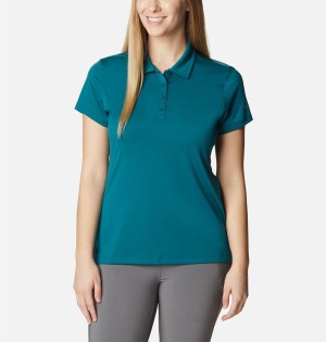 Turquoise Women's Columbia Birdie Golf Polo T-Shirt | RMSGA-6789