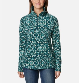 Turquoise Women's Columbia Glacial IV Print Half Zip Pullover | MJANR-1943