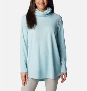 Turquoise Women's Columbia Holly Hideaway Waffle Cowl Neck Pullover | BWFSQ-2387