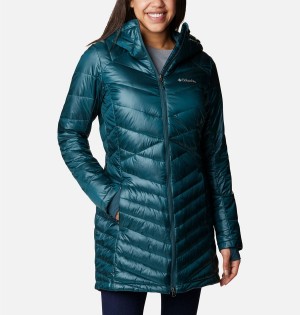 Turquoise Women's Columbia Joy Peak Mid Insulated Hooded Puffer Jacket | IDQXR-5427