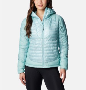 Turquoise Women's Columbia Labyrinth Loop Insulated Hooded Puffer Jacket | UXLEP-6820