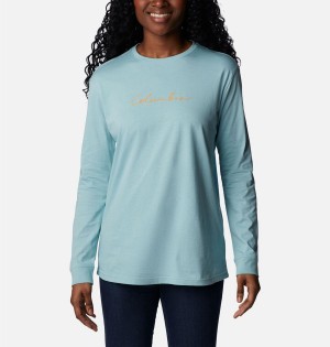 Turquoise Women's Columbia North Cascades Long Sleeve T-Shirt | XVCGR-4536