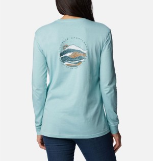 Turquoise Women's Columbia North Cascades Back Graphic Long Sleeve T-Shirt | FAJHP-0674