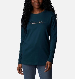 Turquoise Women's Columbia North Cascades Long Sleeve T-Shirt | KINAD-7905