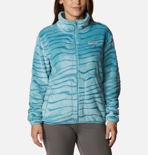 Turquoise Women's Columbia PFG Slack Water Reversible Fleece Jacket | OHLTS-3047