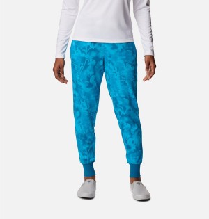 Turquoise Women's Columbia PFG Slack Water French Terry Joggers Pants | MNYIH-6371